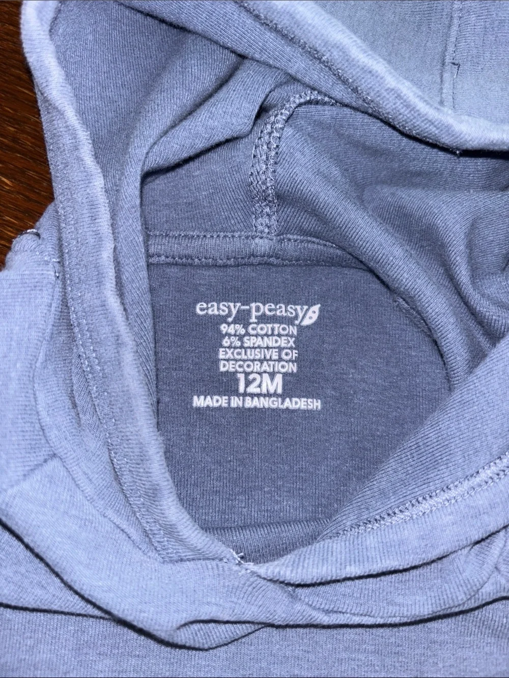 Easy Peasy Baby Short-Sleeve Hoodie Organic Cotton Blend Boy 12mo